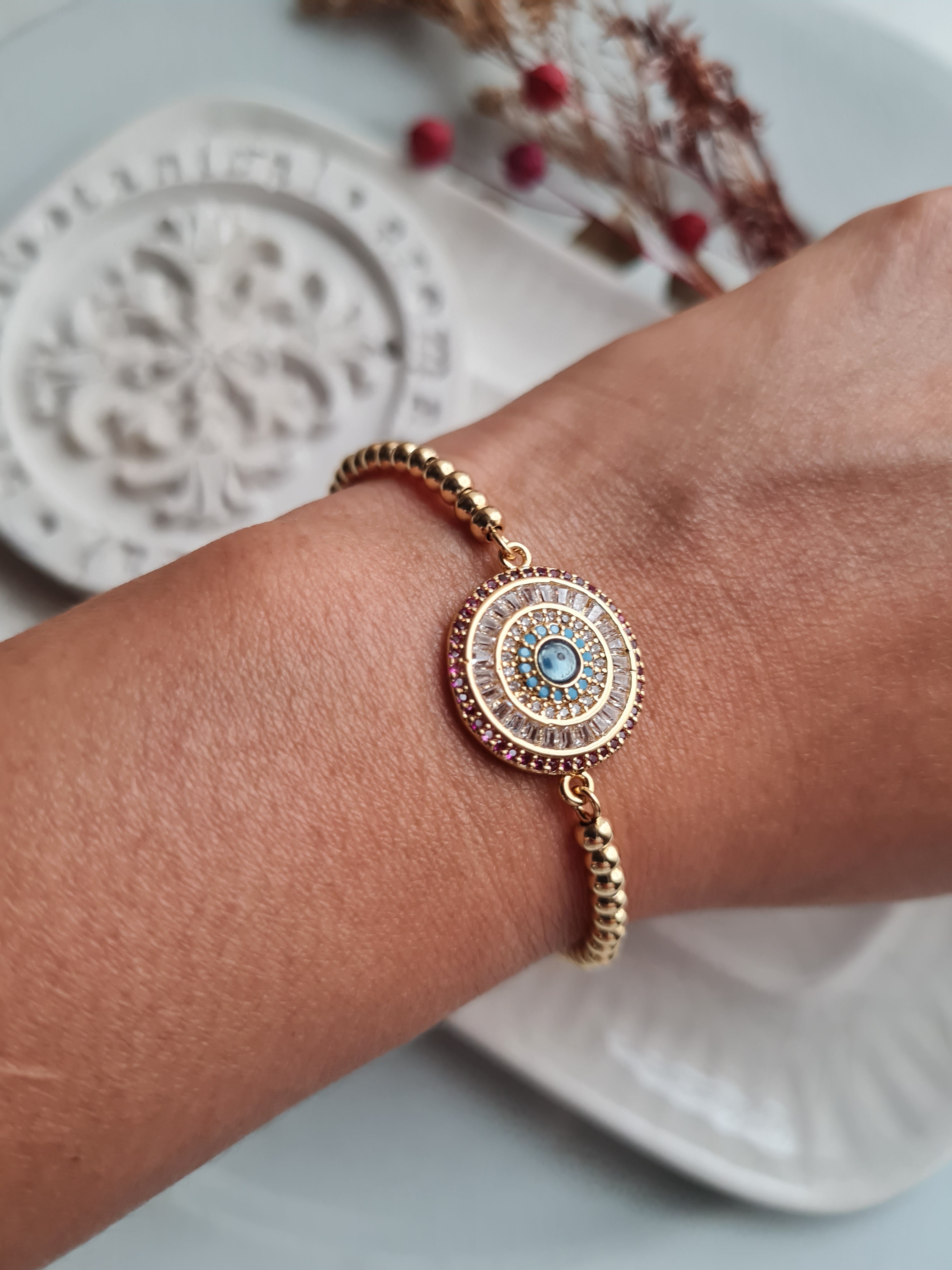 Pulsera Ojo Turco Mandala Mística - Golden
