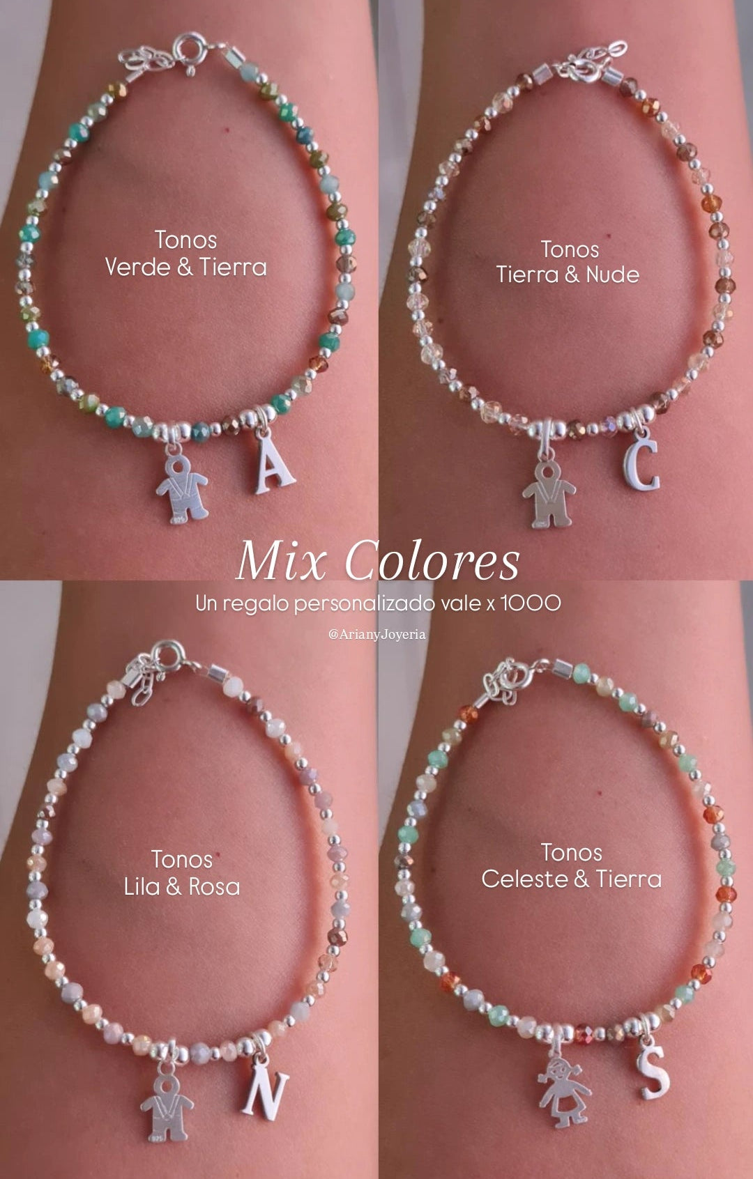 Pulsera Niños + Inicial Personalizable Muranos - P925/950