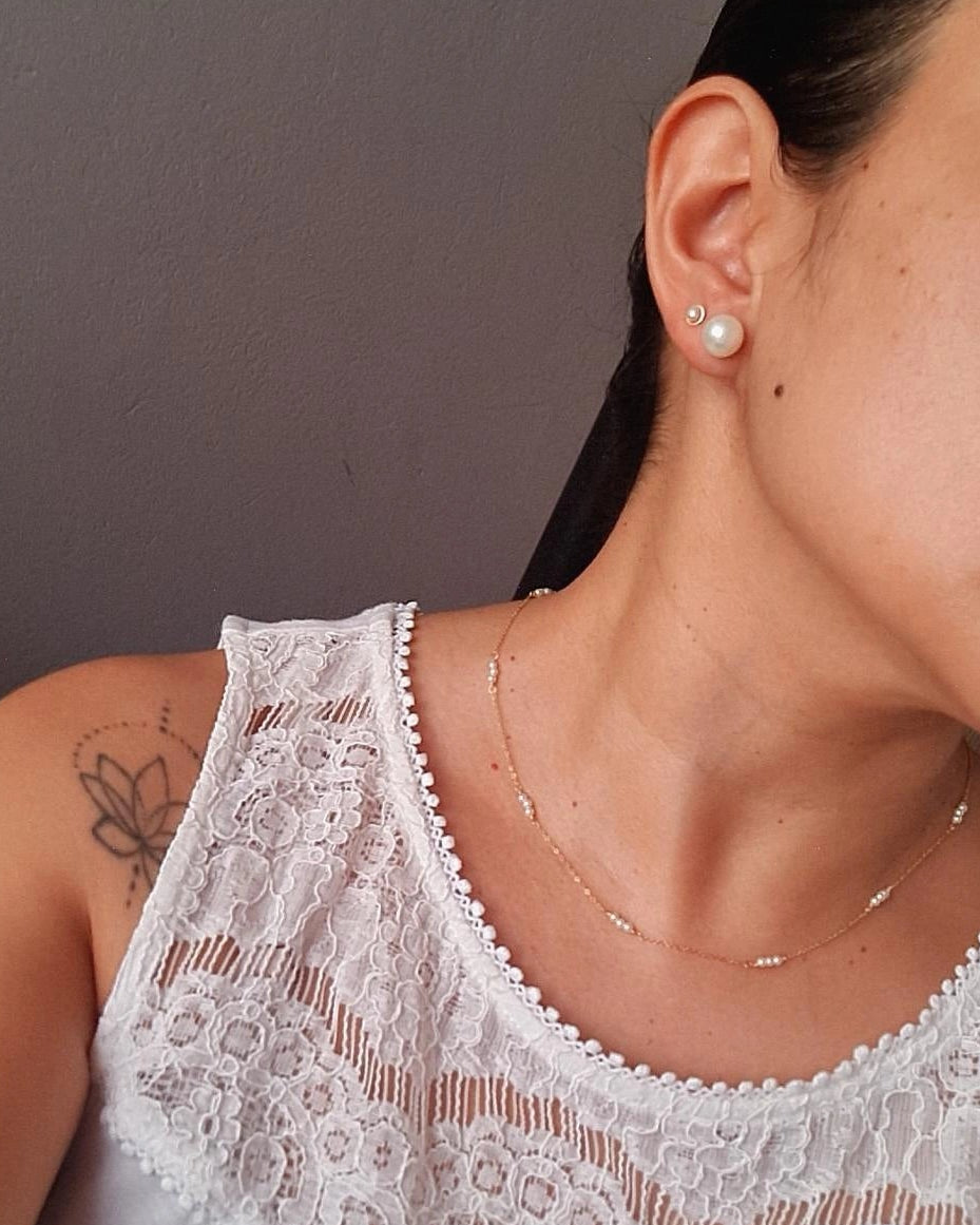 Cadena Satelite Perlas Trinity - Oro 18k