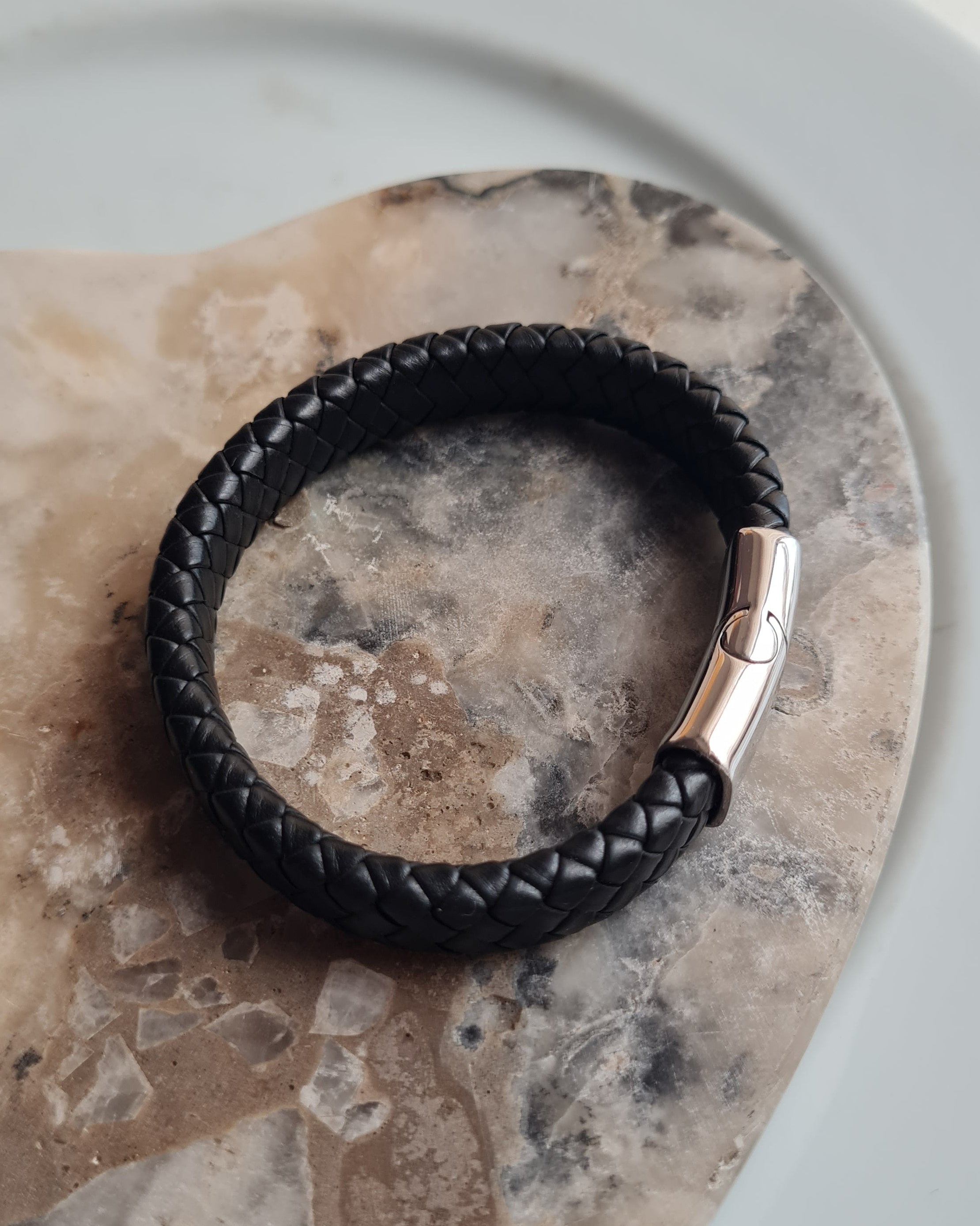 Pulsera de Cuero Trenzado - Acero