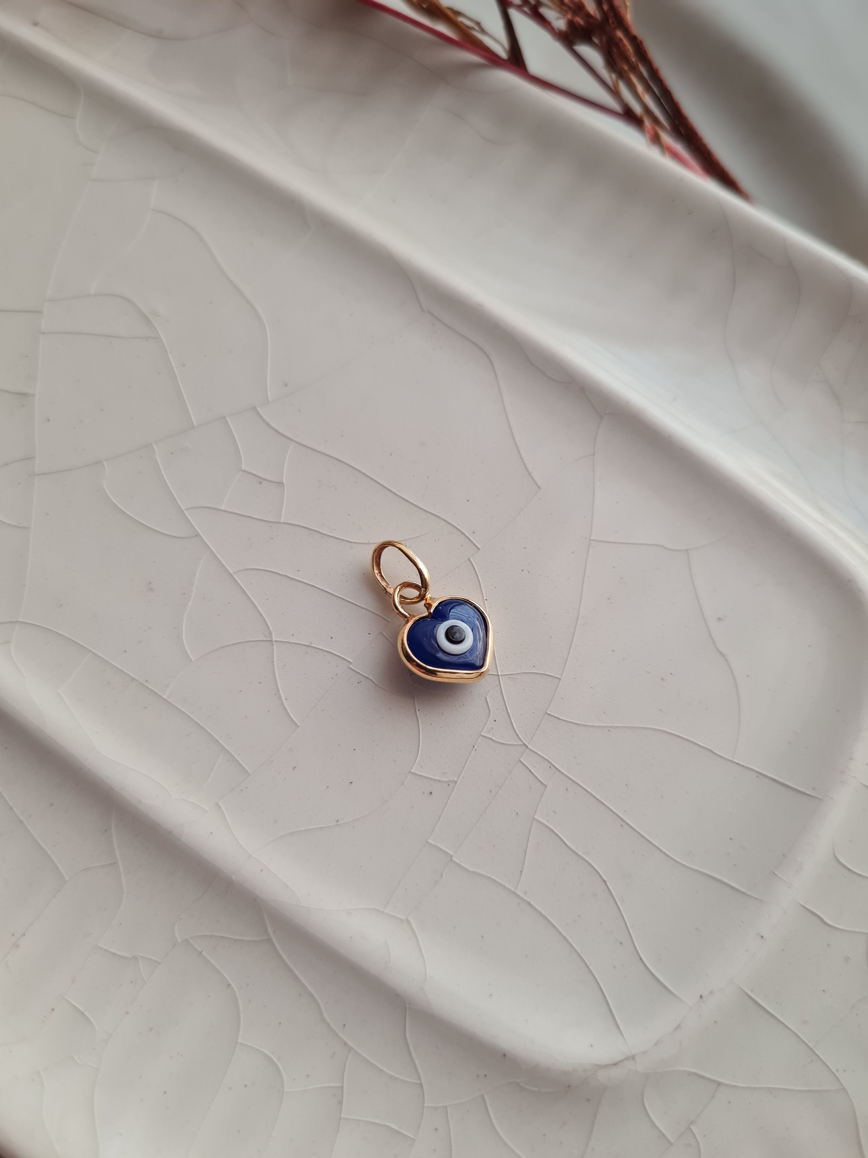 Dije Ojo Turco Corazón Charm - P950 Micrado 18k