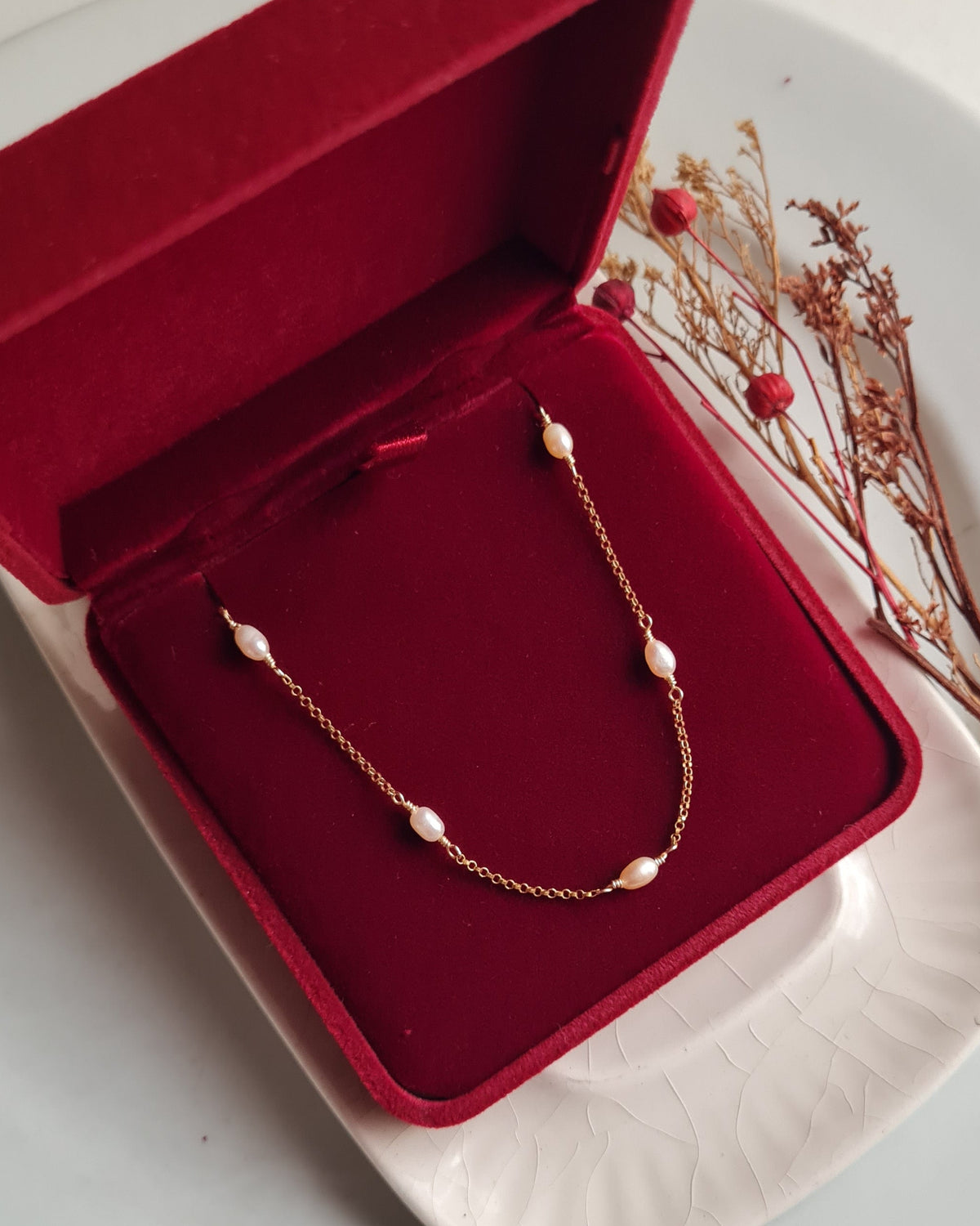 Gargantilla Satelite Perlas Rice - GF 14k
