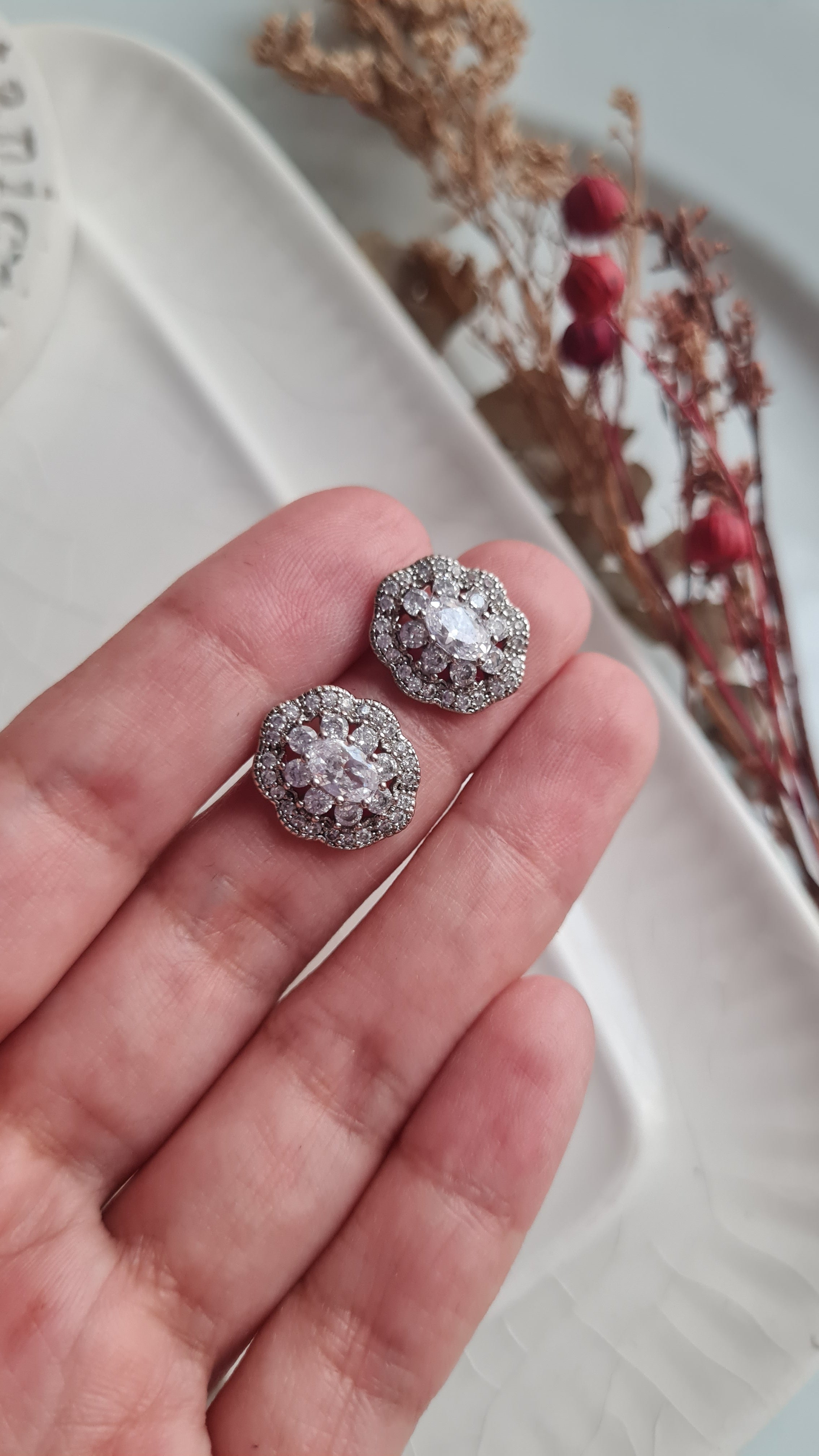 Aretes Crystal Halo - Silver