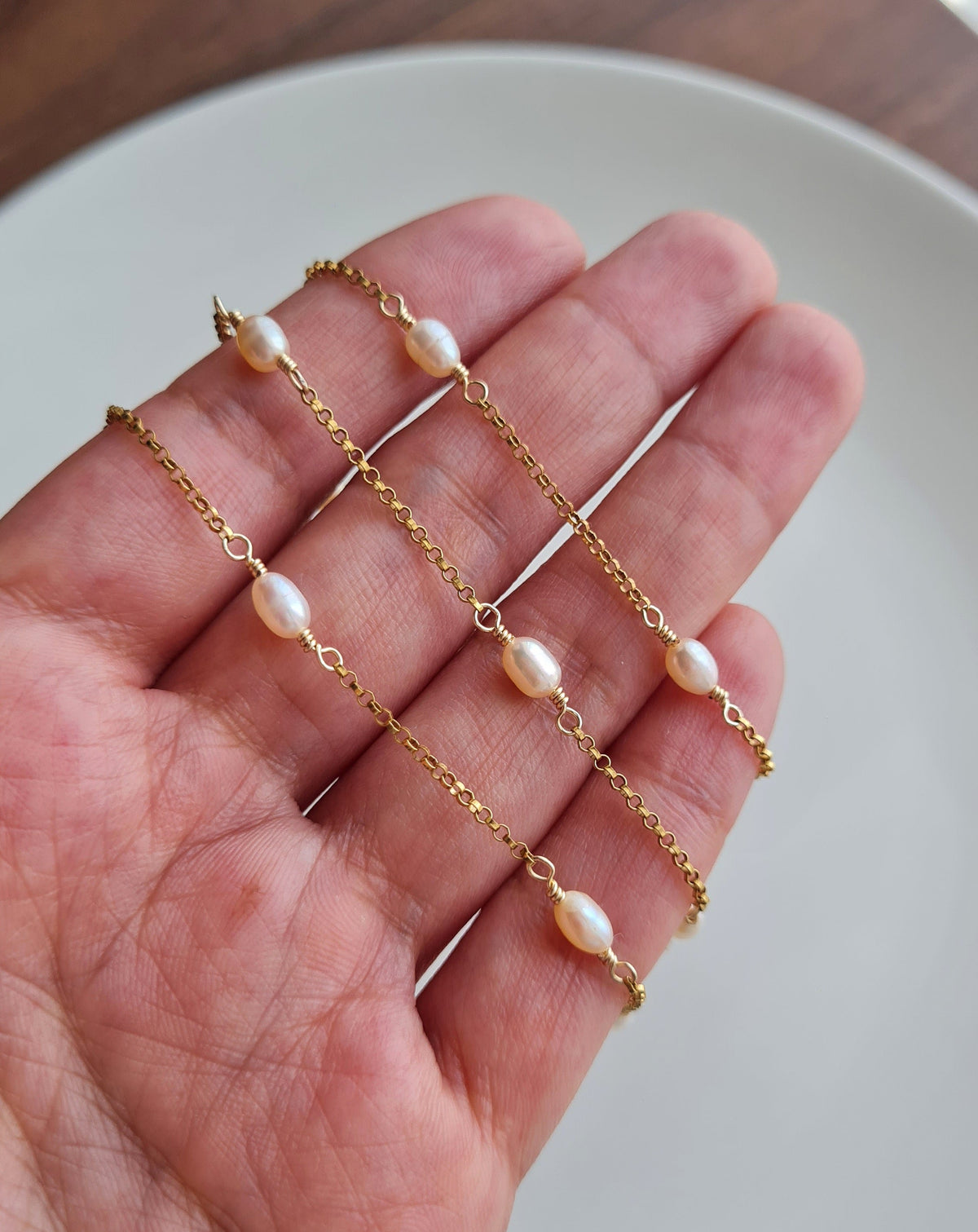 Gargantilla Satelite Perlas Rice - GF 14k