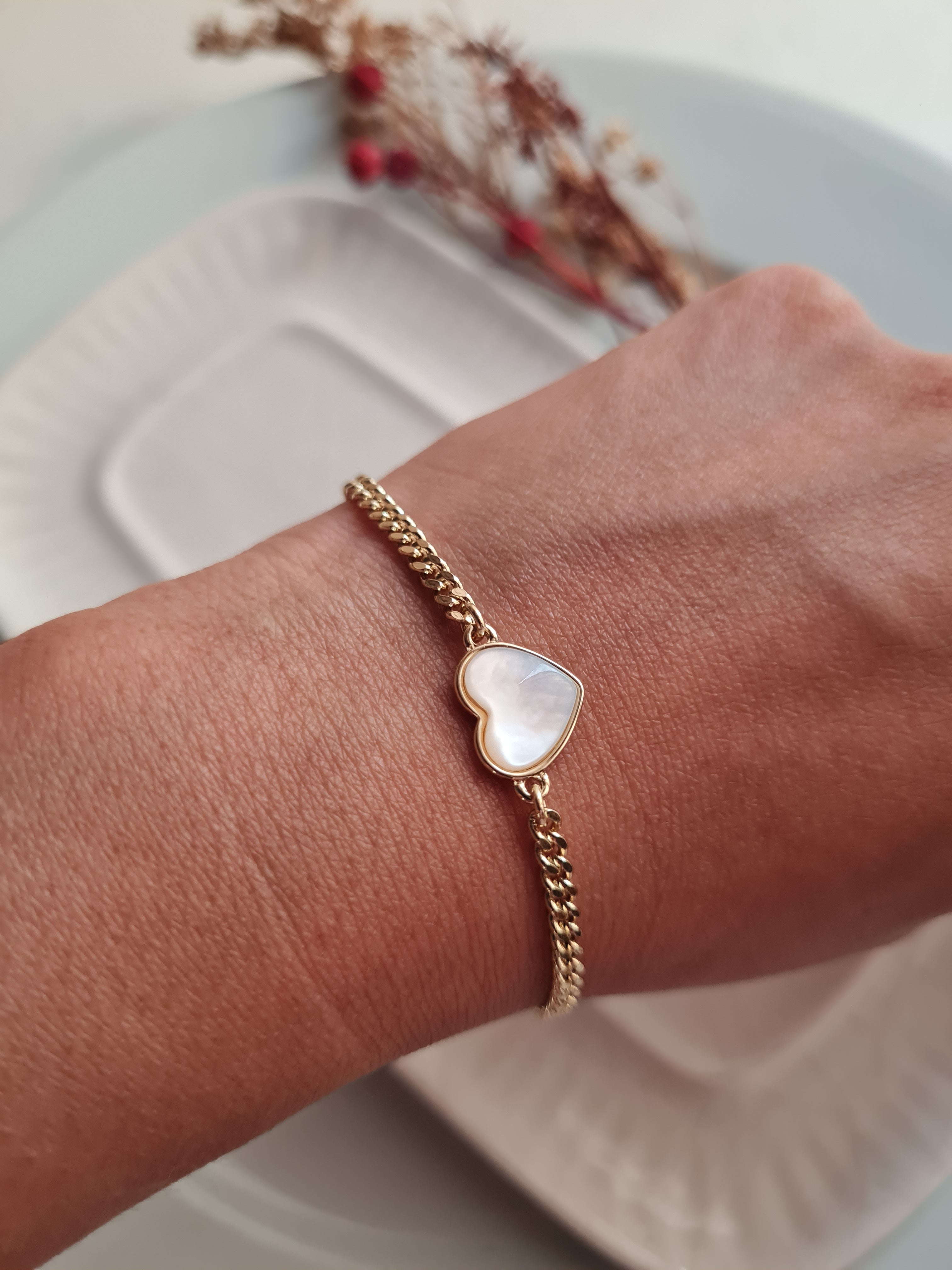 Pulsera Corazón Nacar - Golden