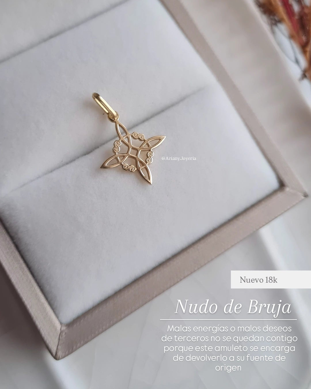 Dije Nudo de Bruja Amuleto Protección - Oro 18k