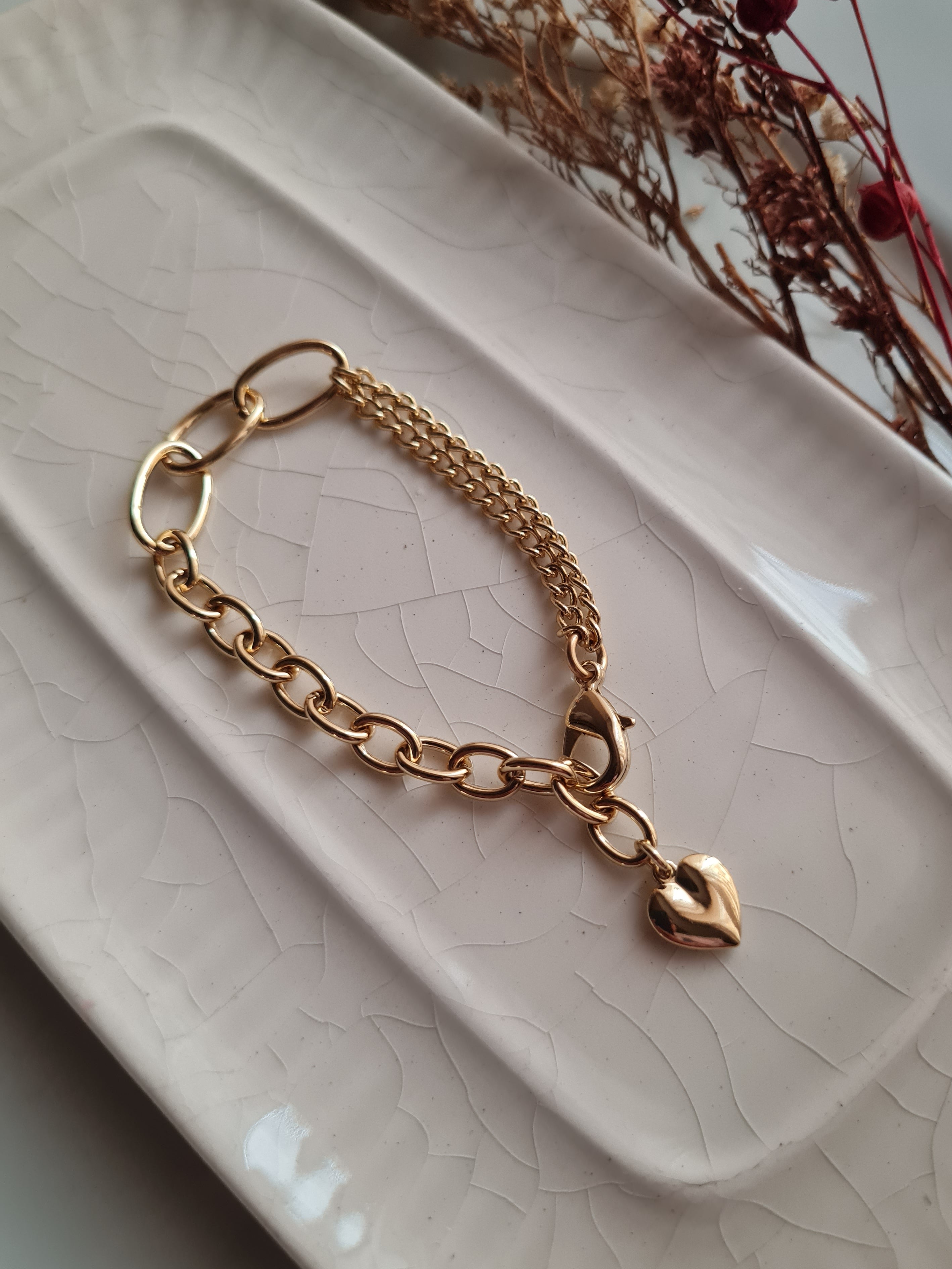 Pulsera Corazón Colgante - Golden