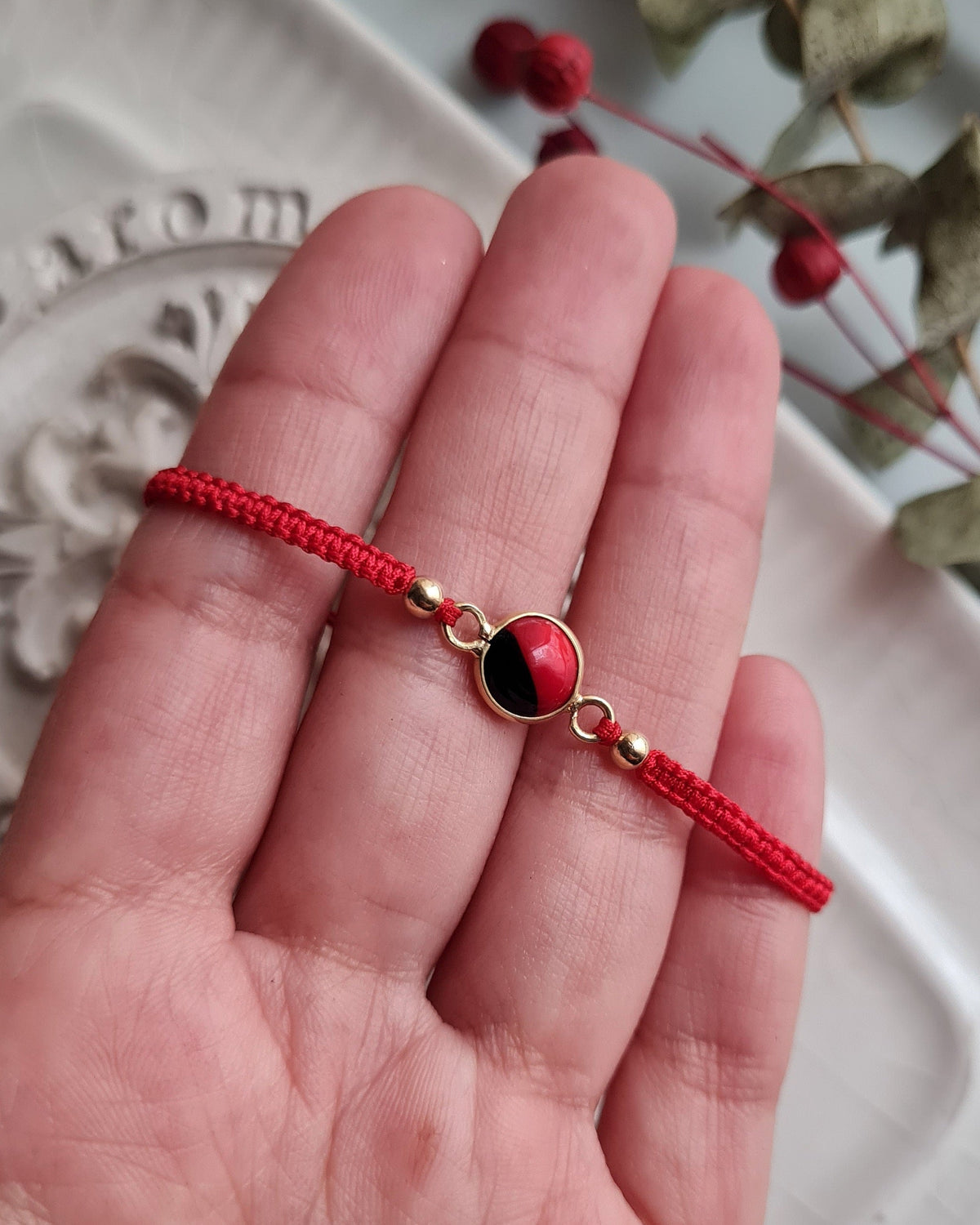 Pulsera Huayruro Tejida - Oro 18k