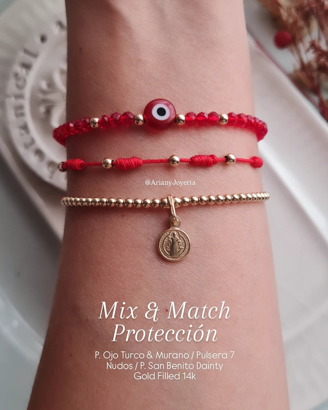 Pulsera San Benito Dainty - GF 14k & P925 Micrado 18k