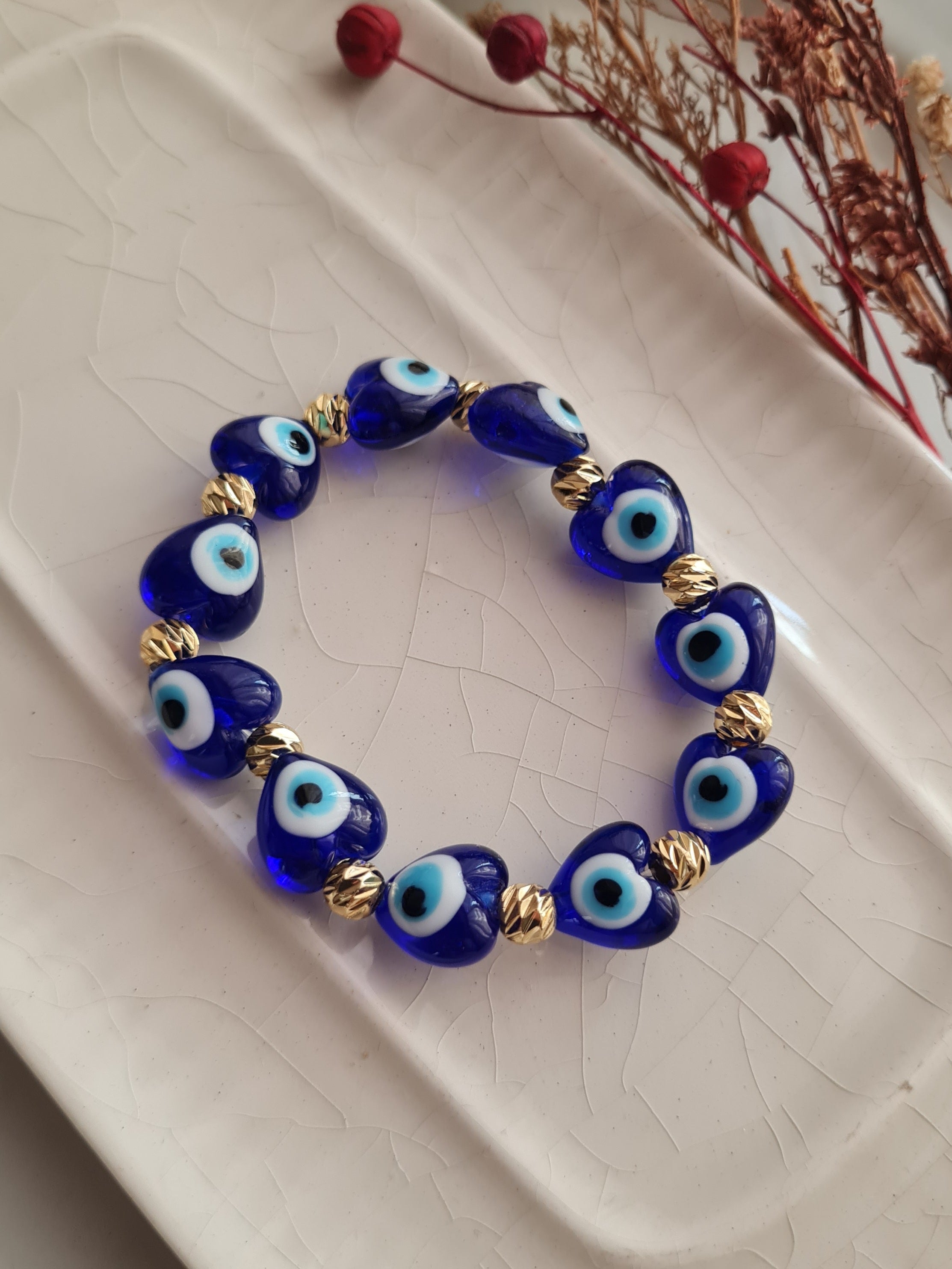 Pulsera Ojo Turco Corazón - Golden
