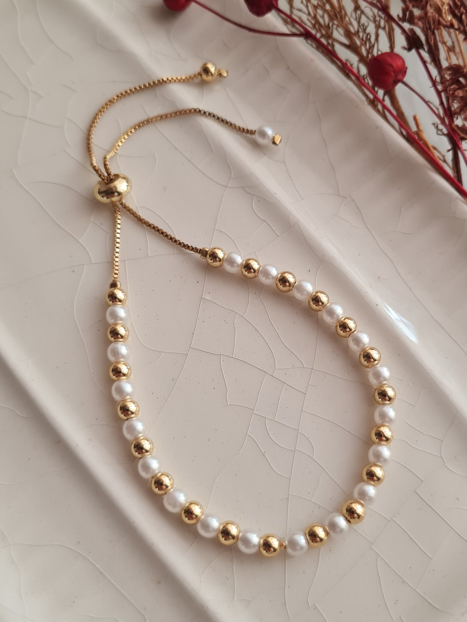 Pulsera Perlas & Dots - Golden