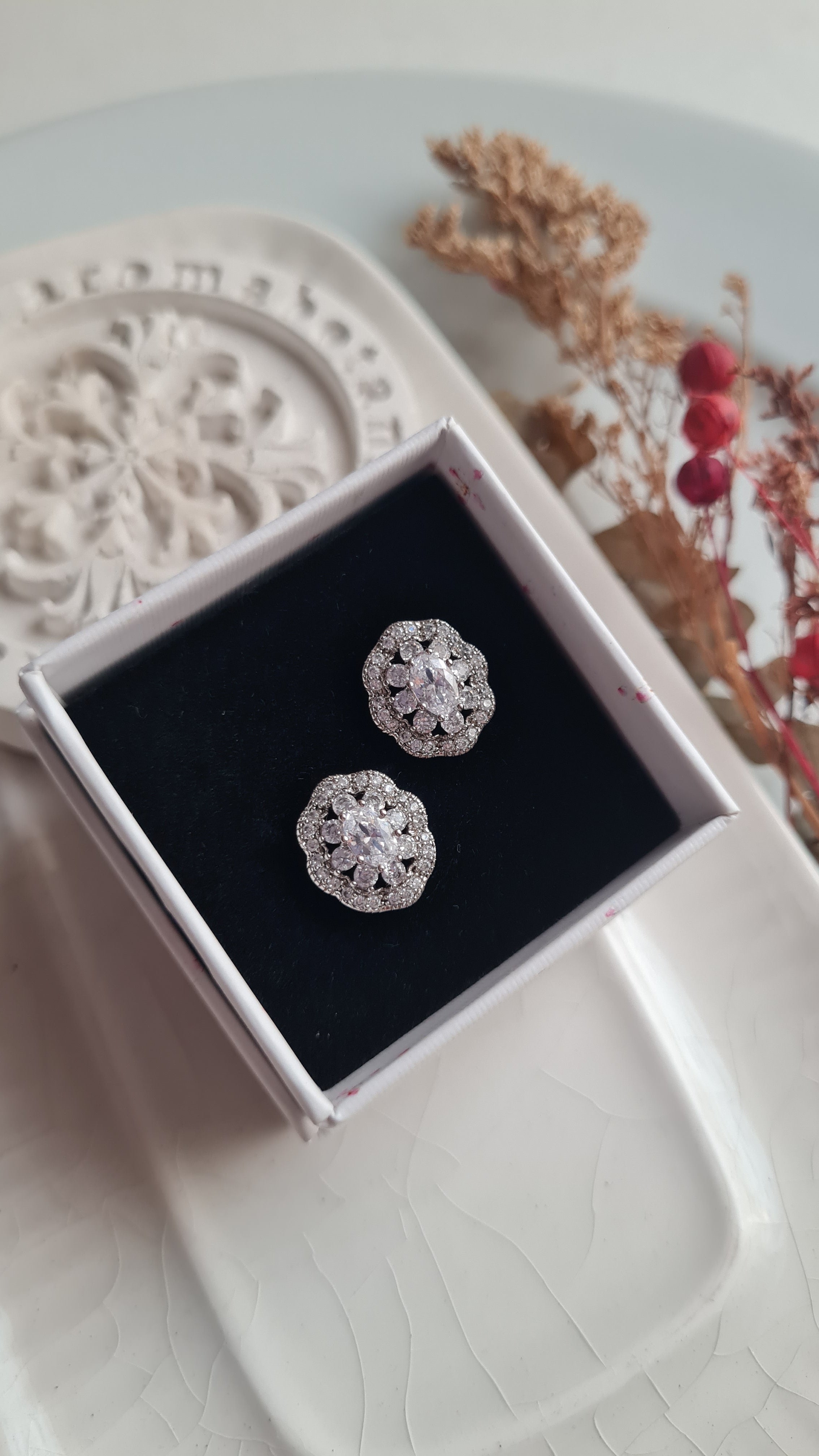 Aretes Crystal Halo - Silver