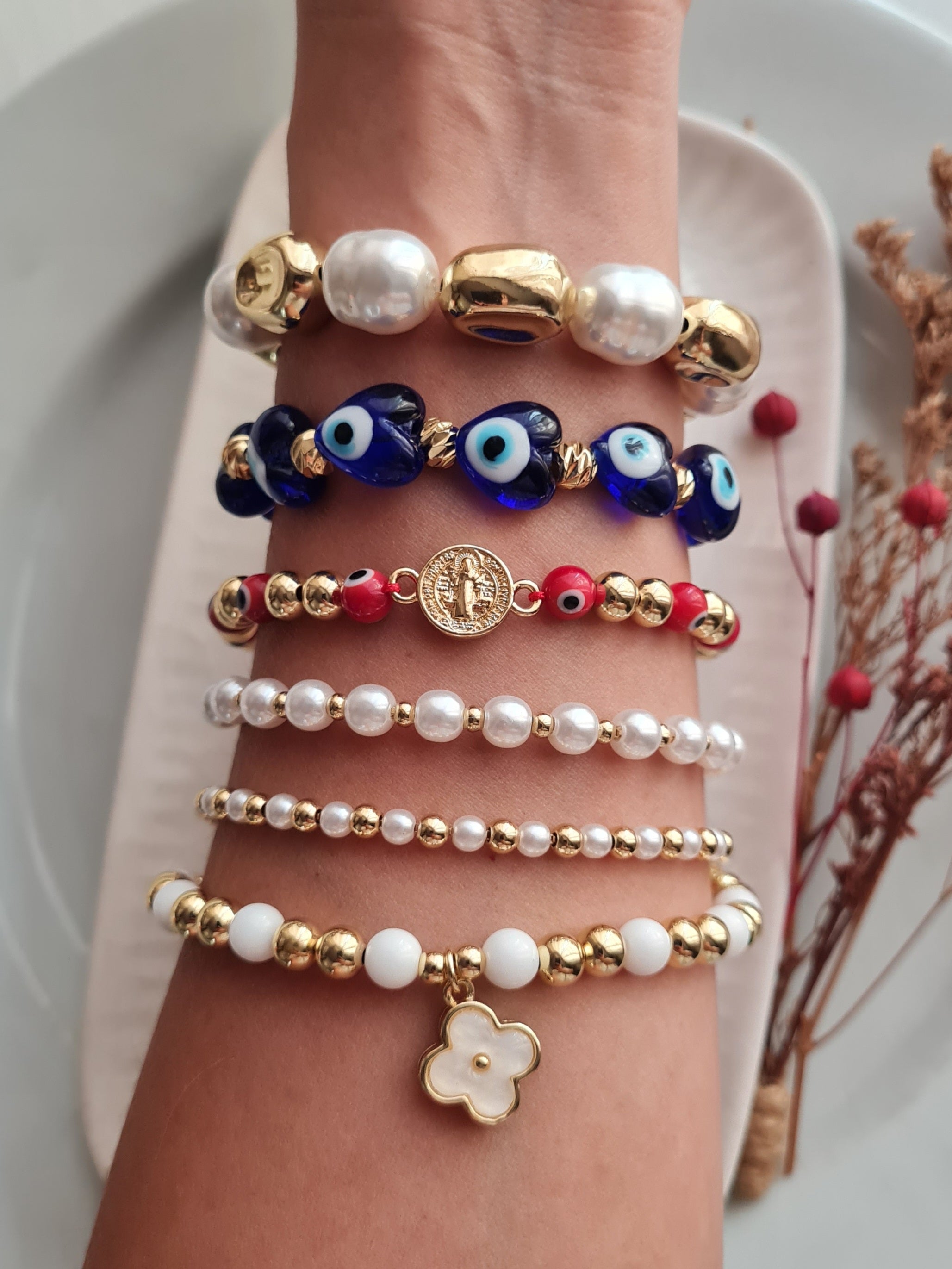 Pulsera San Benito & Ojo Turco  - Golden