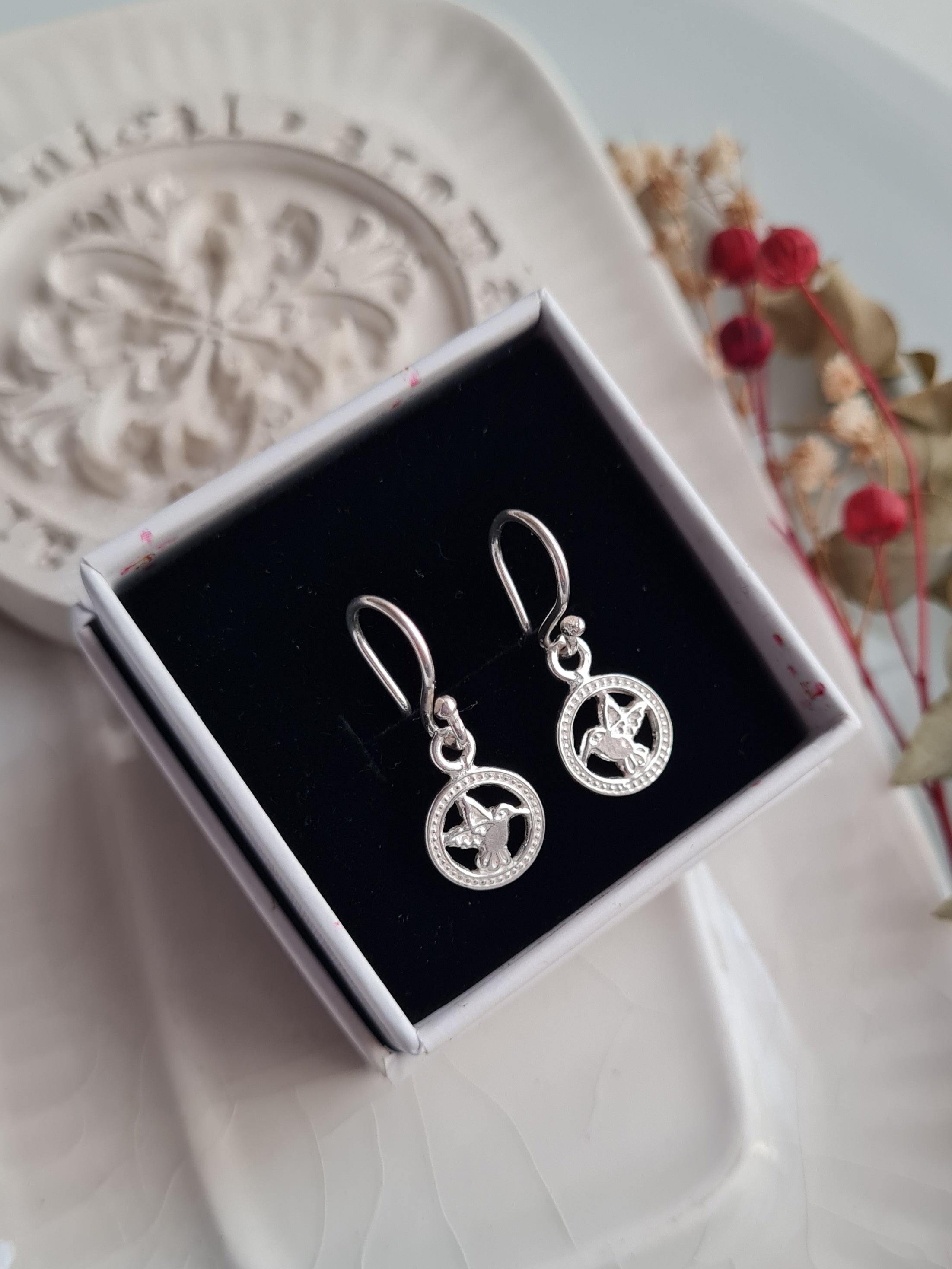 Aretes Colibri Redondo Colgante - P950
