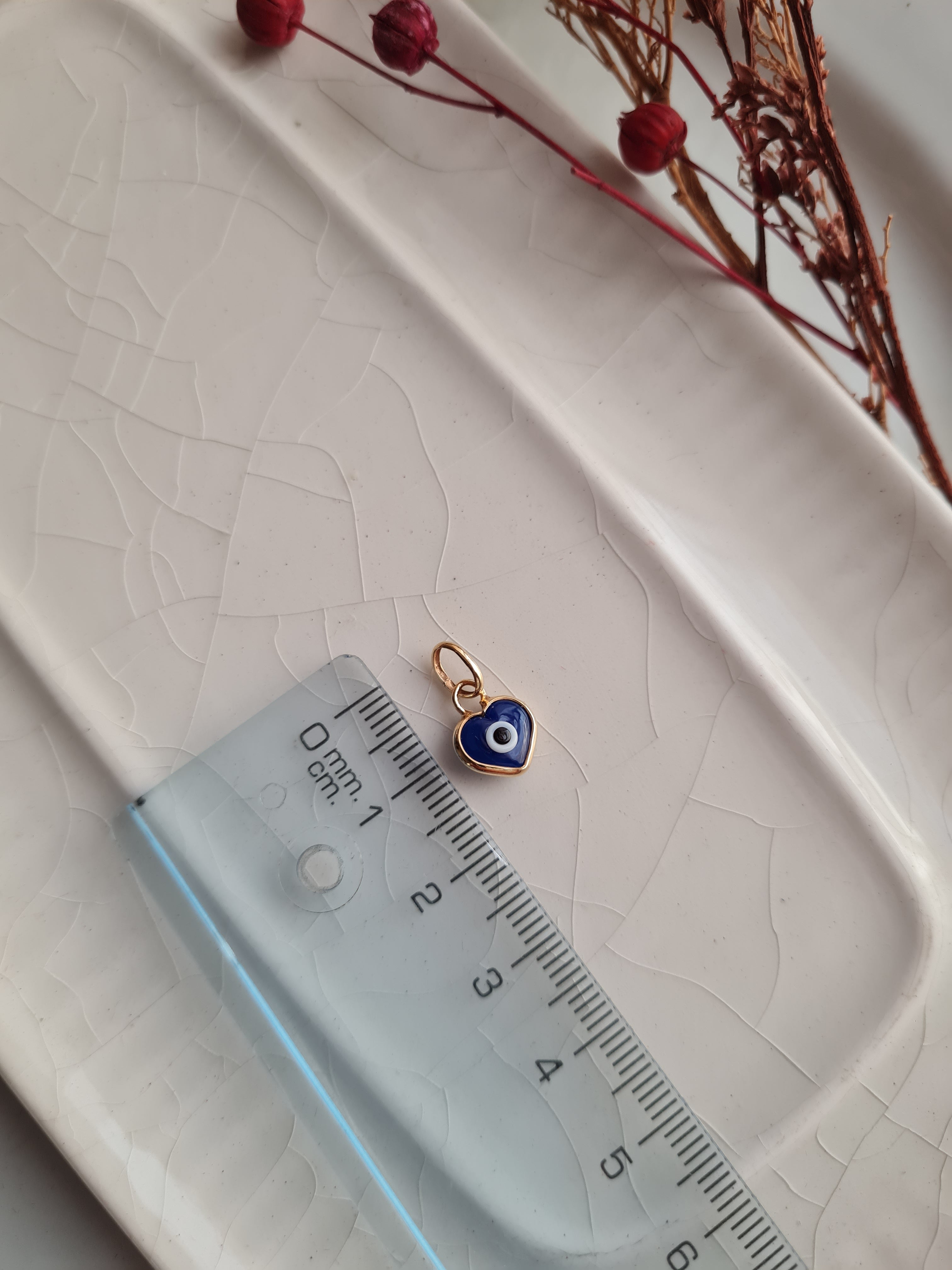 Dije Ojo Turco Corazón Charm - P950 Micrado 18k