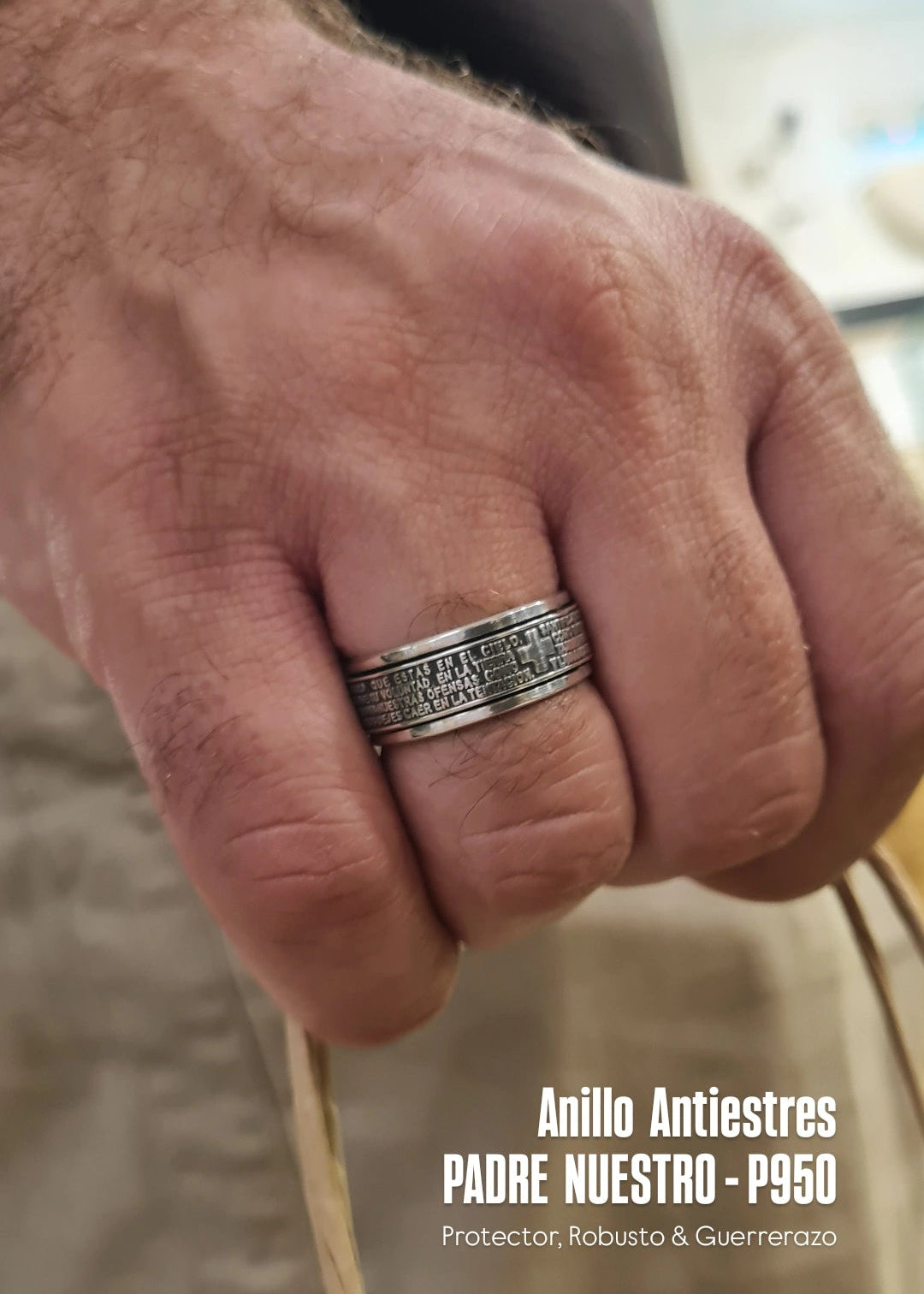 Anillo Giratorio Antiestres / Antiansiedad Padre Nuestro - Unisex - P950