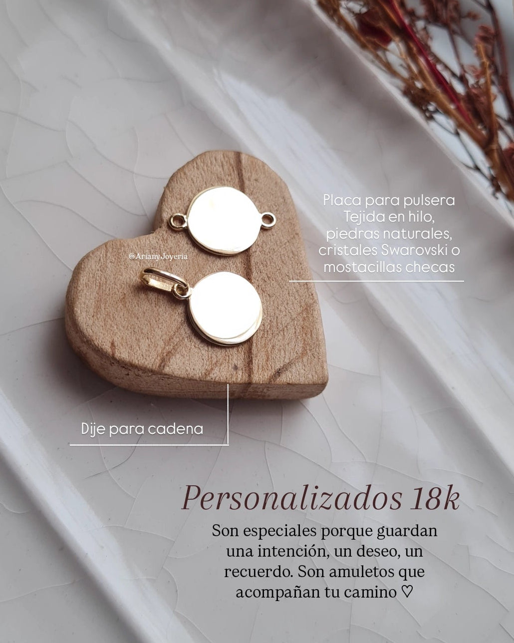 Dije Personalizable Redondo - Oro 18k