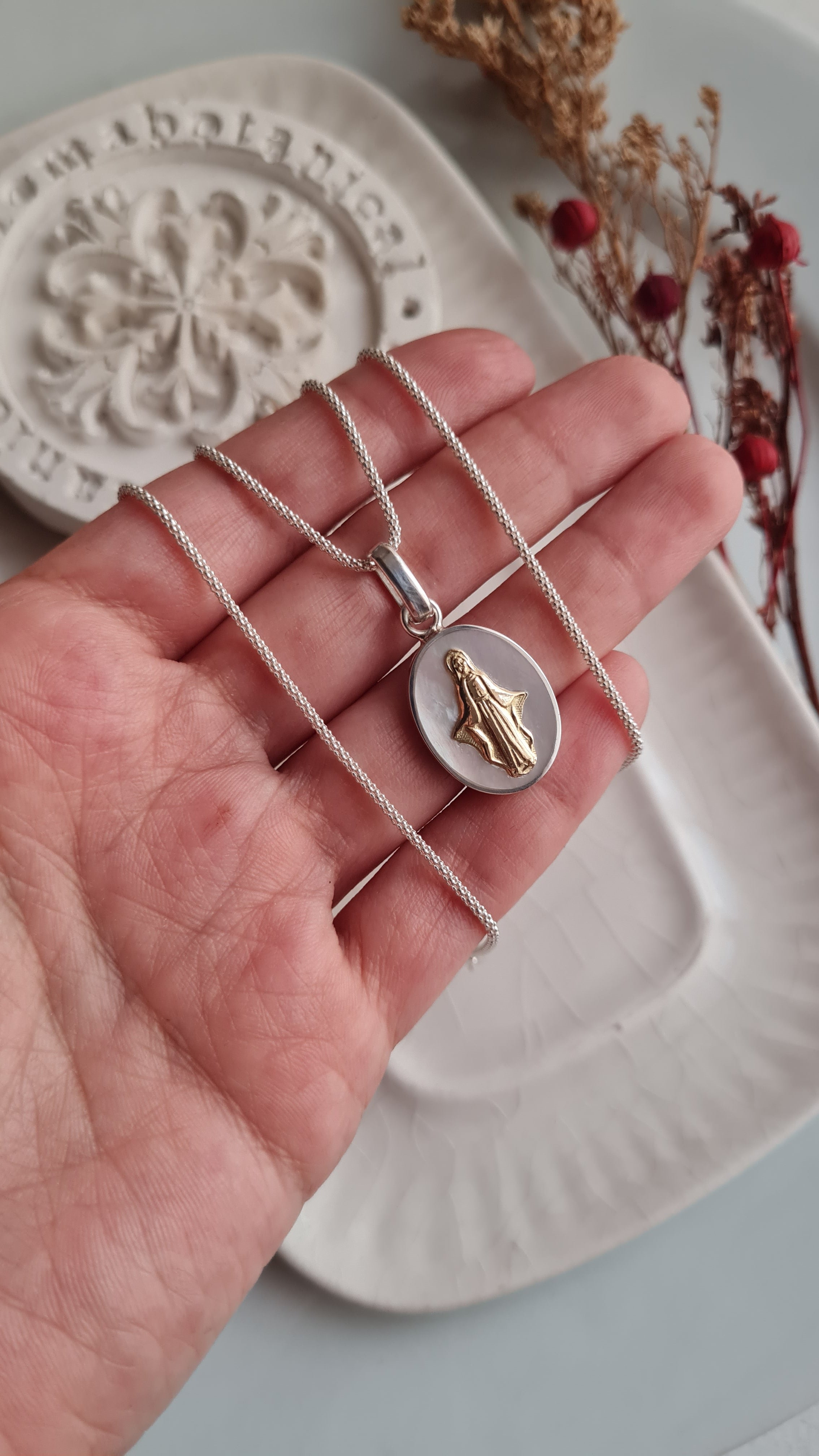 Cadena Virgen Medalla Milagrosa - P925/950 & 18k
