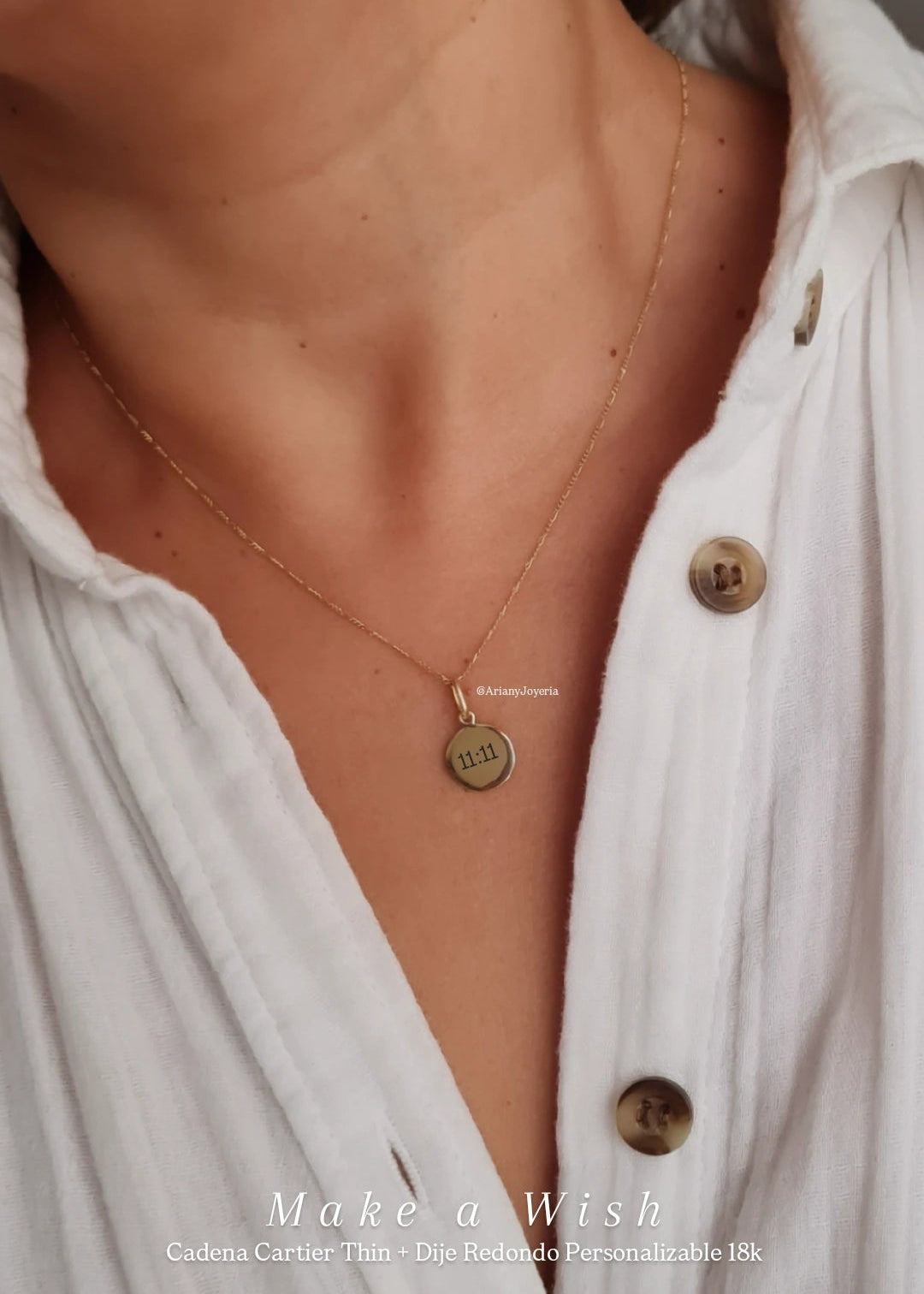 Dije Redondo Personalizable - Oro 18k